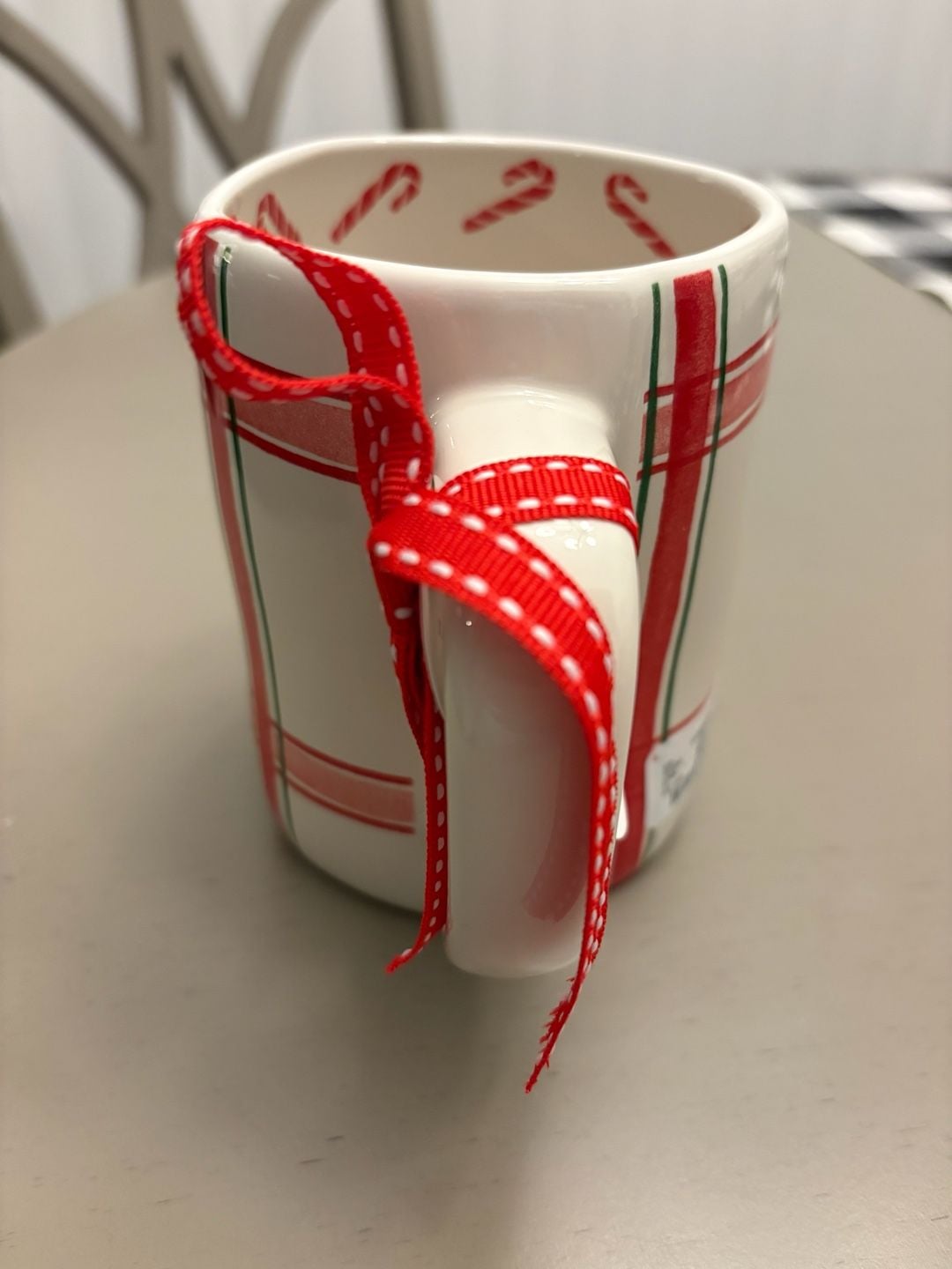 Rae Dunn Merry And Bright Mug Red White Plaid C 3