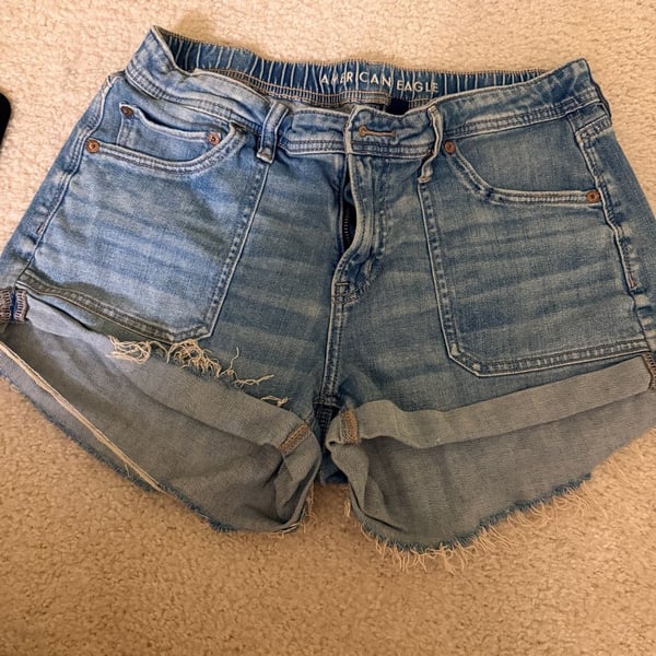 American Eagle Denim Cutoff Shorts Blue Distressed