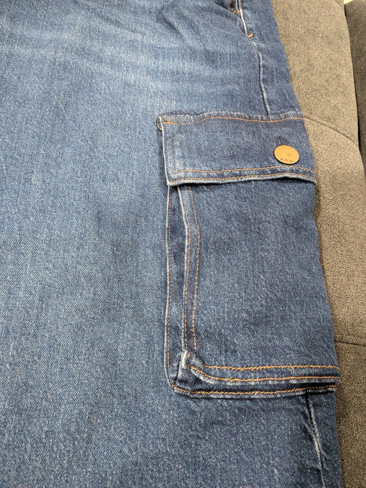 a.n.a Denim Cargo Midi Skirt Size 24W High-Rise Blue 2
