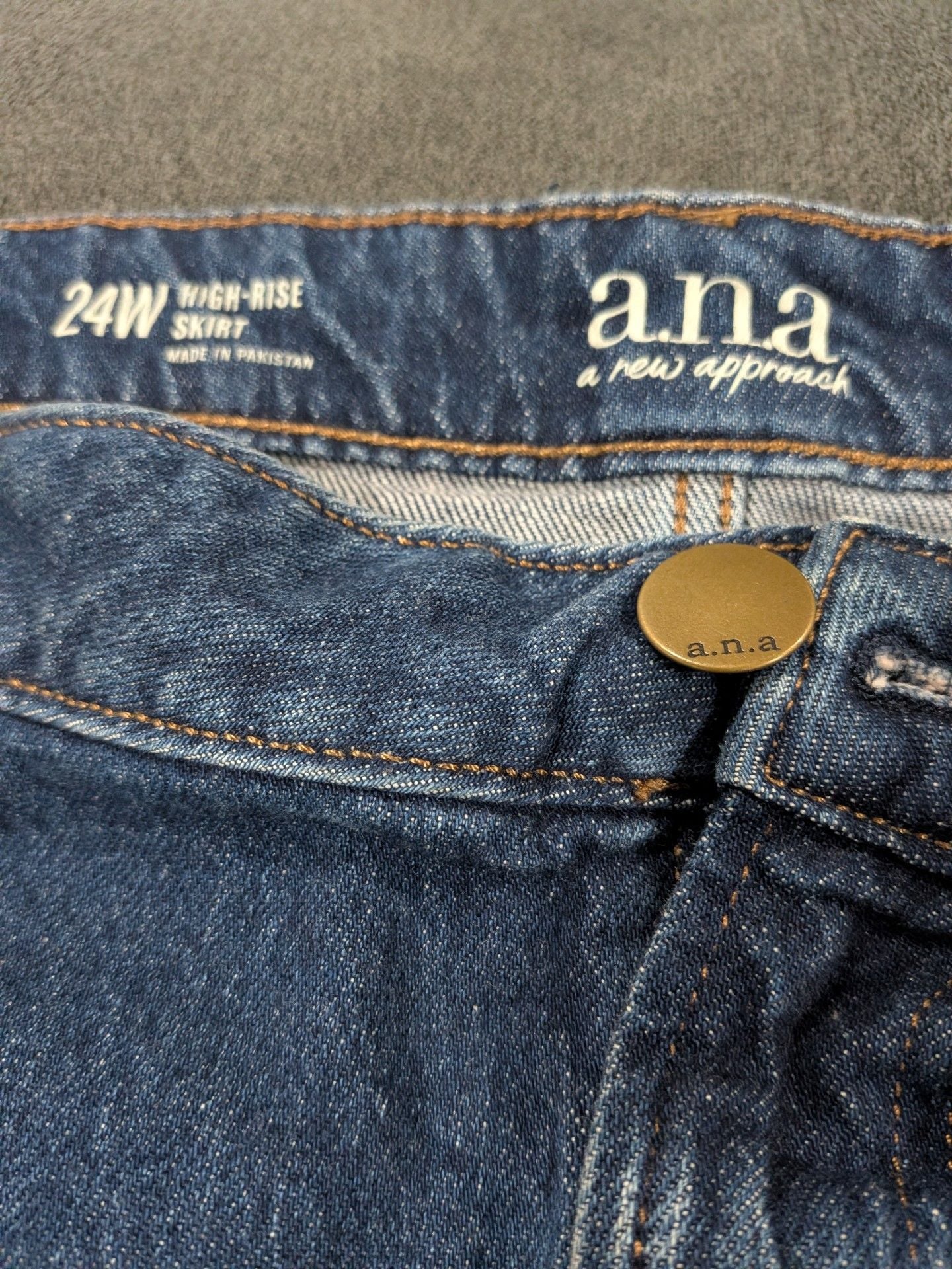 a.n.a Denim Cargo Midi Skirt Size 24W High-Rise Blue 3