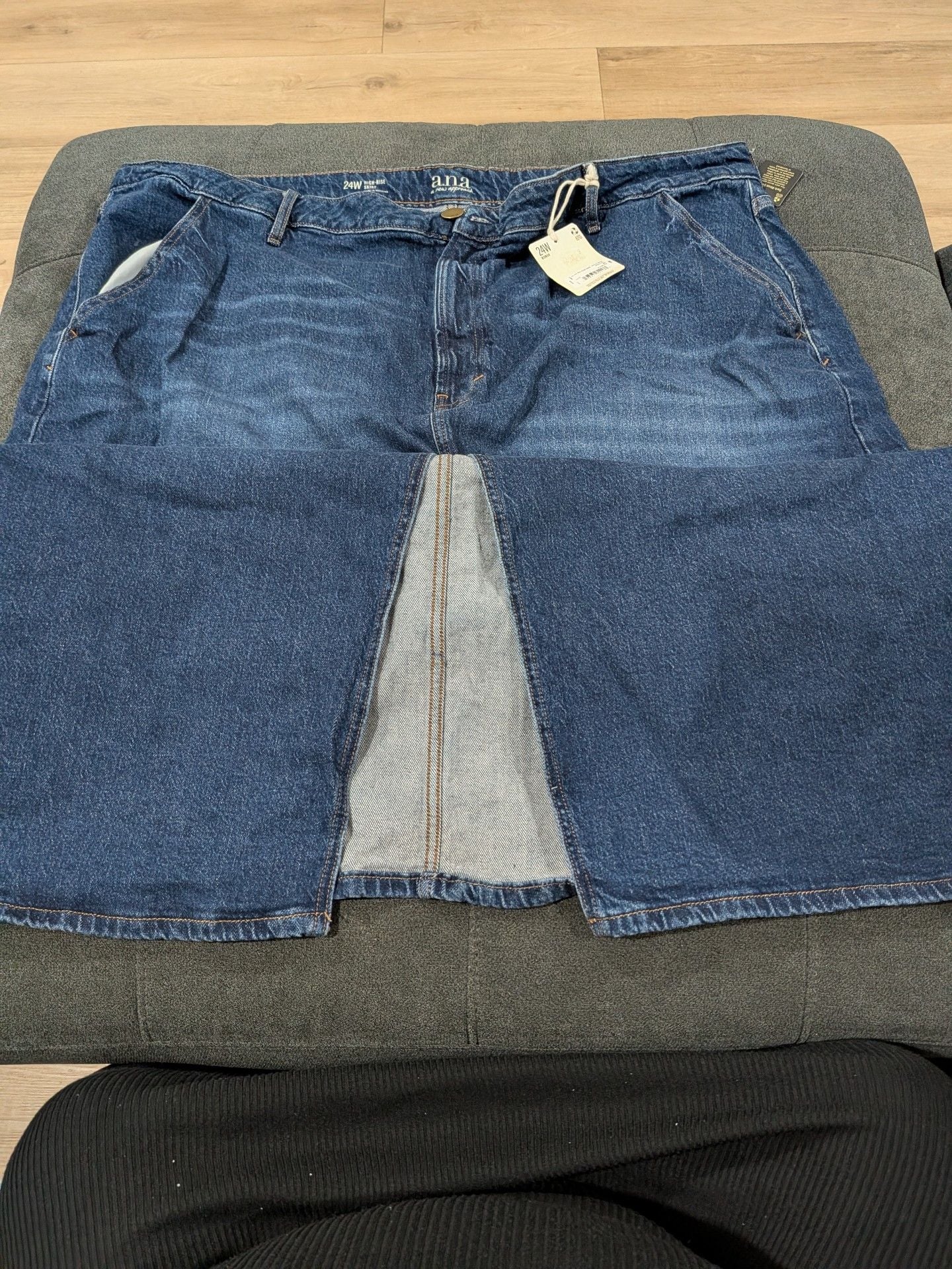 a.n.a Denim Cargo Midi Skirt Size 24W High-Rise Blue 4