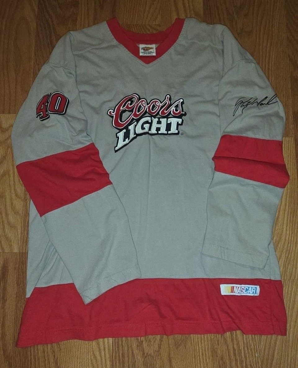 Winners Coors Light Sterling Marlin Jeff Hamilton Jersey Size L Gray Red 2