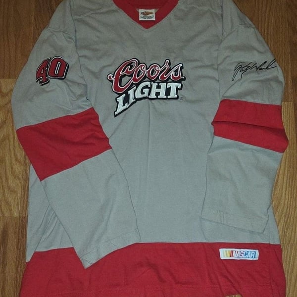 Winners Coors Light Sterling Marlin Jeff Hamilton Jersey Size L Gray Red