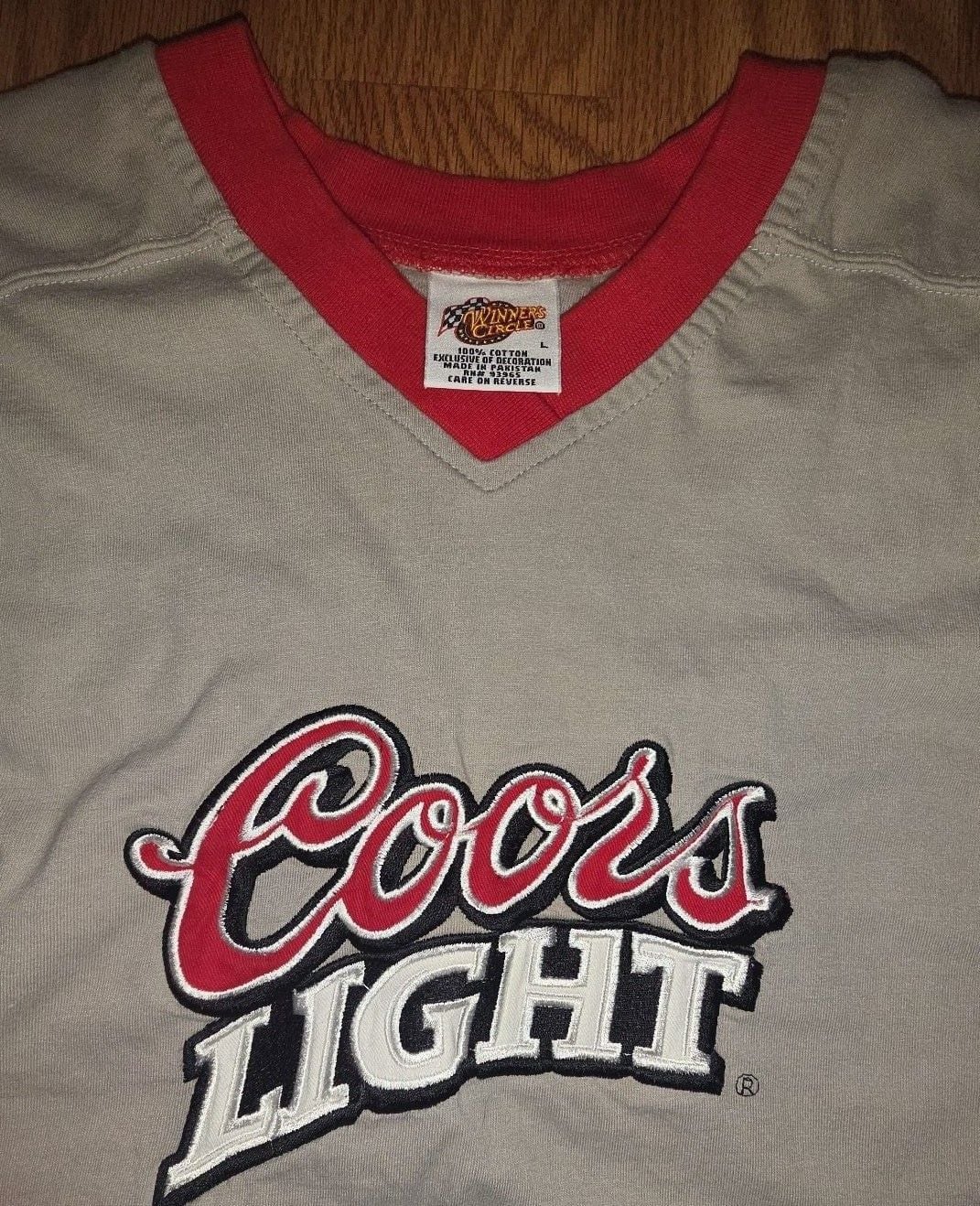 Winners Coors Light Sterling Marlin Jeff Hamilton Jersey Size L Gray Red 3