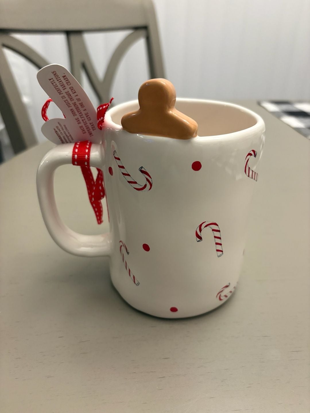 Rae Dunn Hot Cocoa Mug with Gingerbread Man and Candy Canes 3