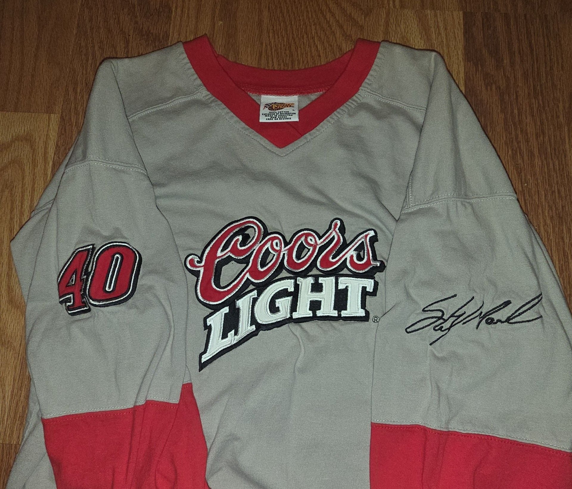 Winners Coors Light Sterling Marlin Jeff Hamilton Jersey Size L Gray Red 5