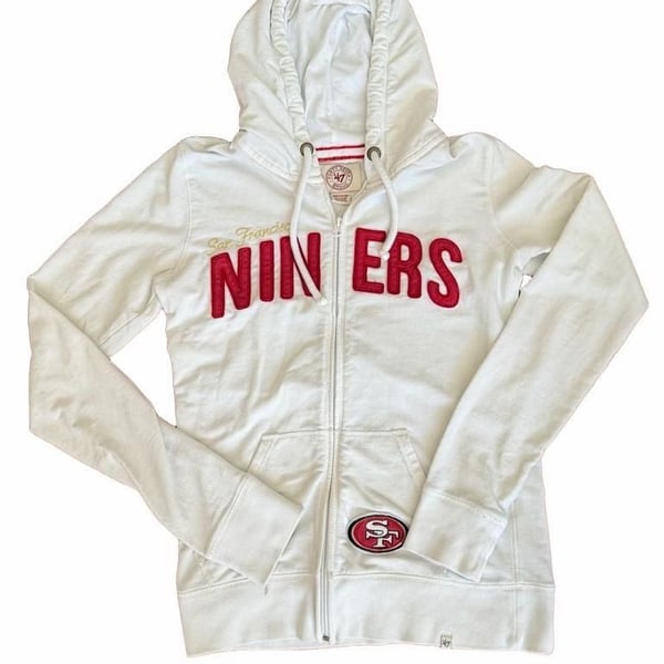 '47 Brand San Francisco 49ers Full-Zip Hoodie Size Medium White