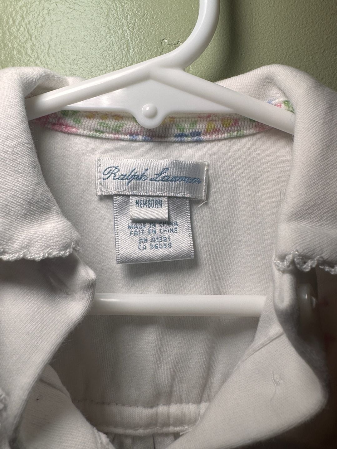 Ralph Lauren Ruffled Cotton Coverall Size Newborn White Floral Trim 5