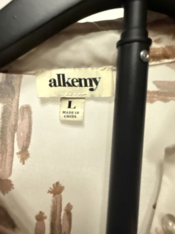 Alkemy Western Desert Print Button Down Shirt Size L Brown Cream 4