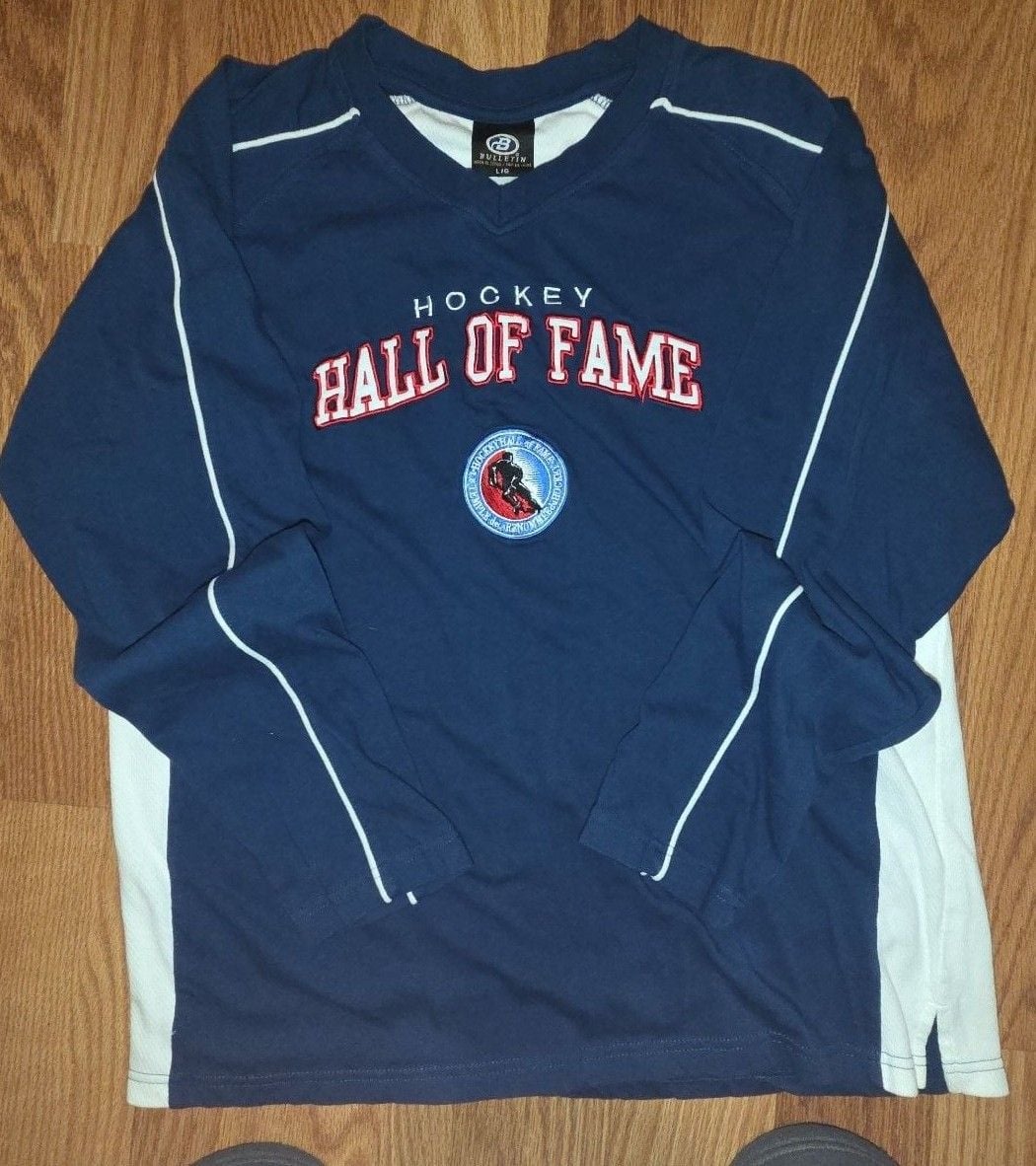 Bullet Hockey Hall Of Fame Long Sleeve Shirt Size L Blue White 2
