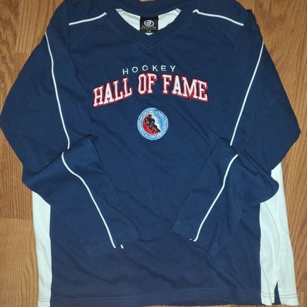 Bullet Hockey Hall Of Fame Long Sleeve Shirt Size L Blue White
