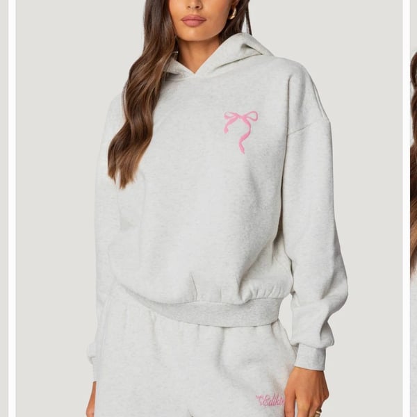 Edikted Sasha Bow Detail Hoodie Gray Melange