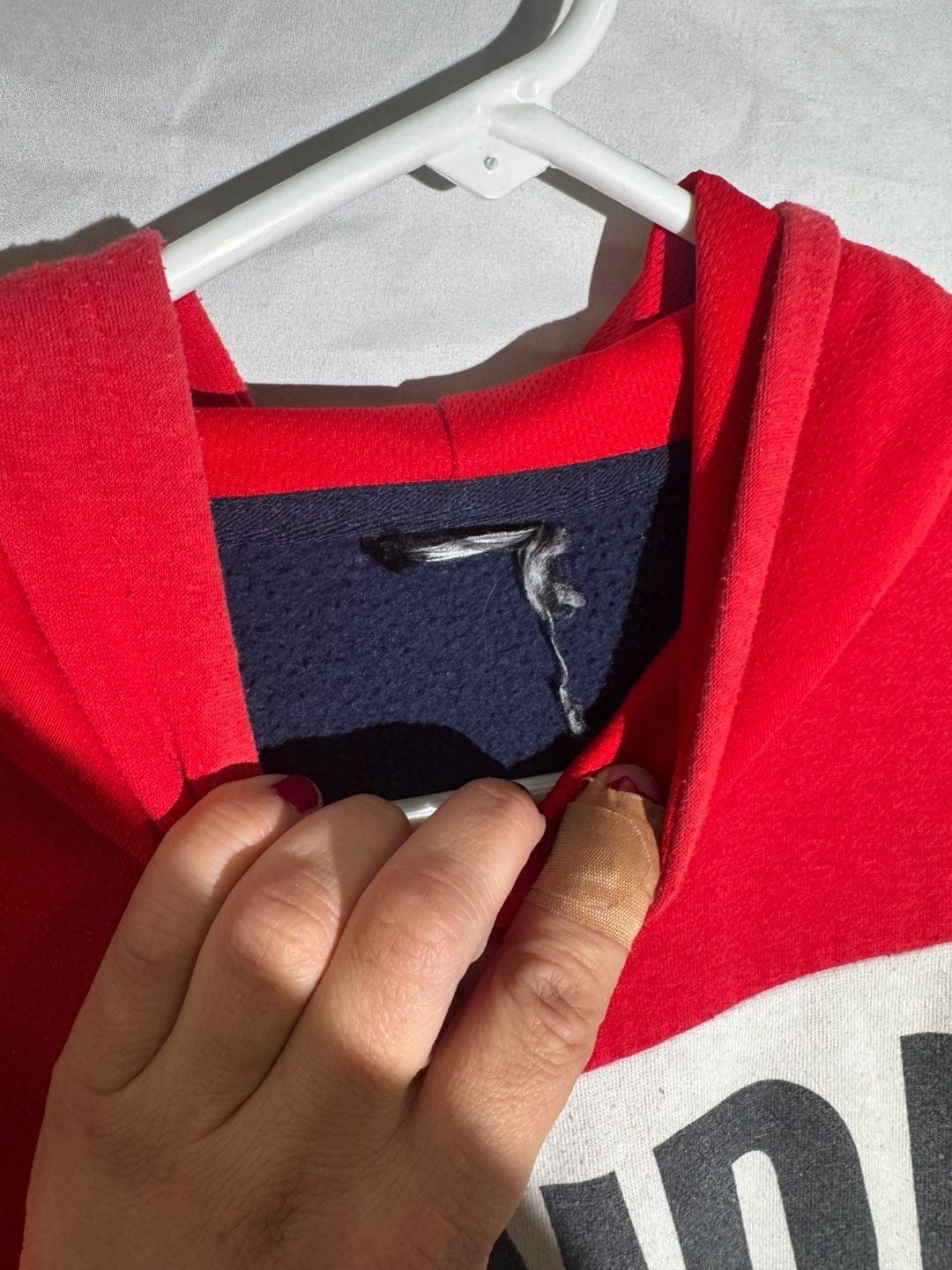 NBA Mens Hoodie Colorblock Logo Striped Cuff Fleece Red Navy Youth 10-12 6
