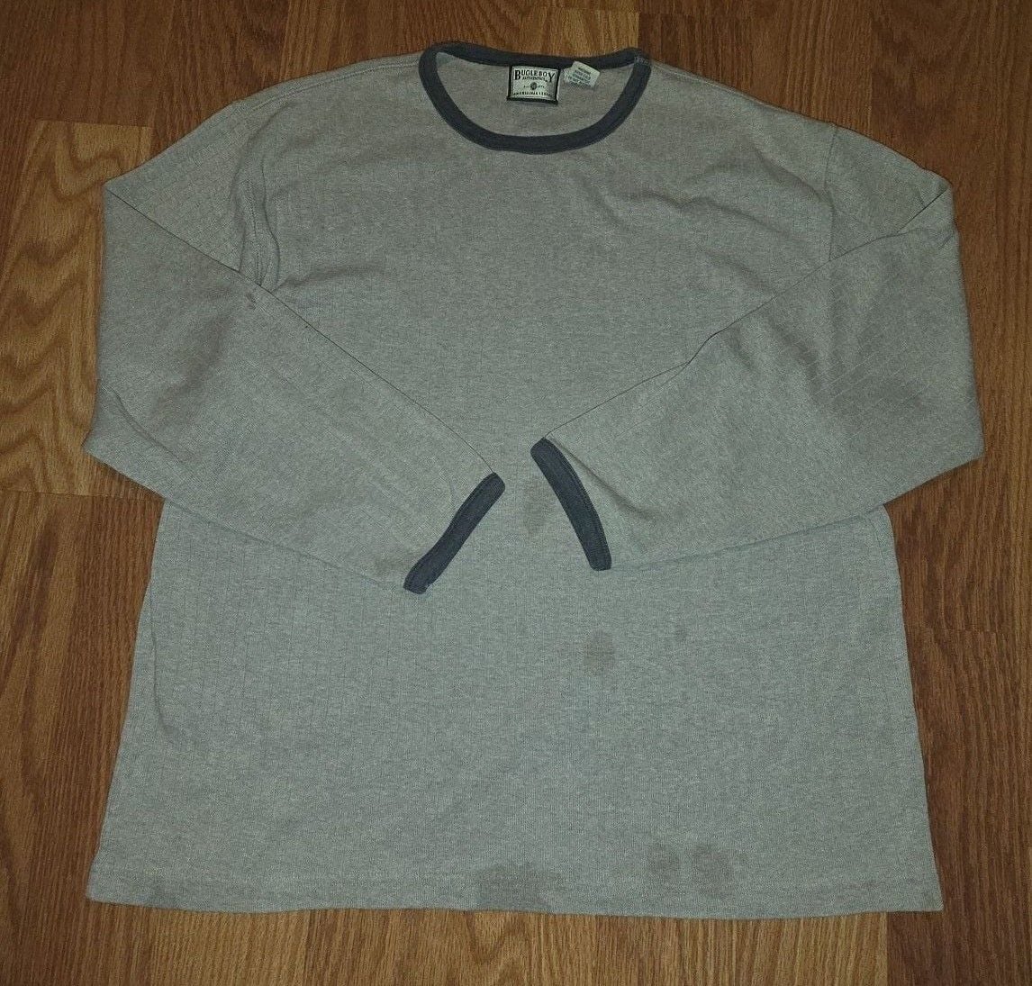 Bugle Boy Grey Long Sleeve T-Shirt with Dark Trim Size M 1