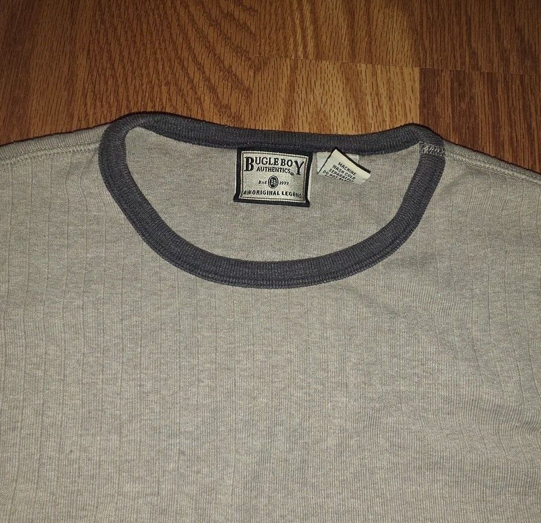 Bugle Boy Grey Long Sleeve T-Shirt with Dark Trim Size M 2