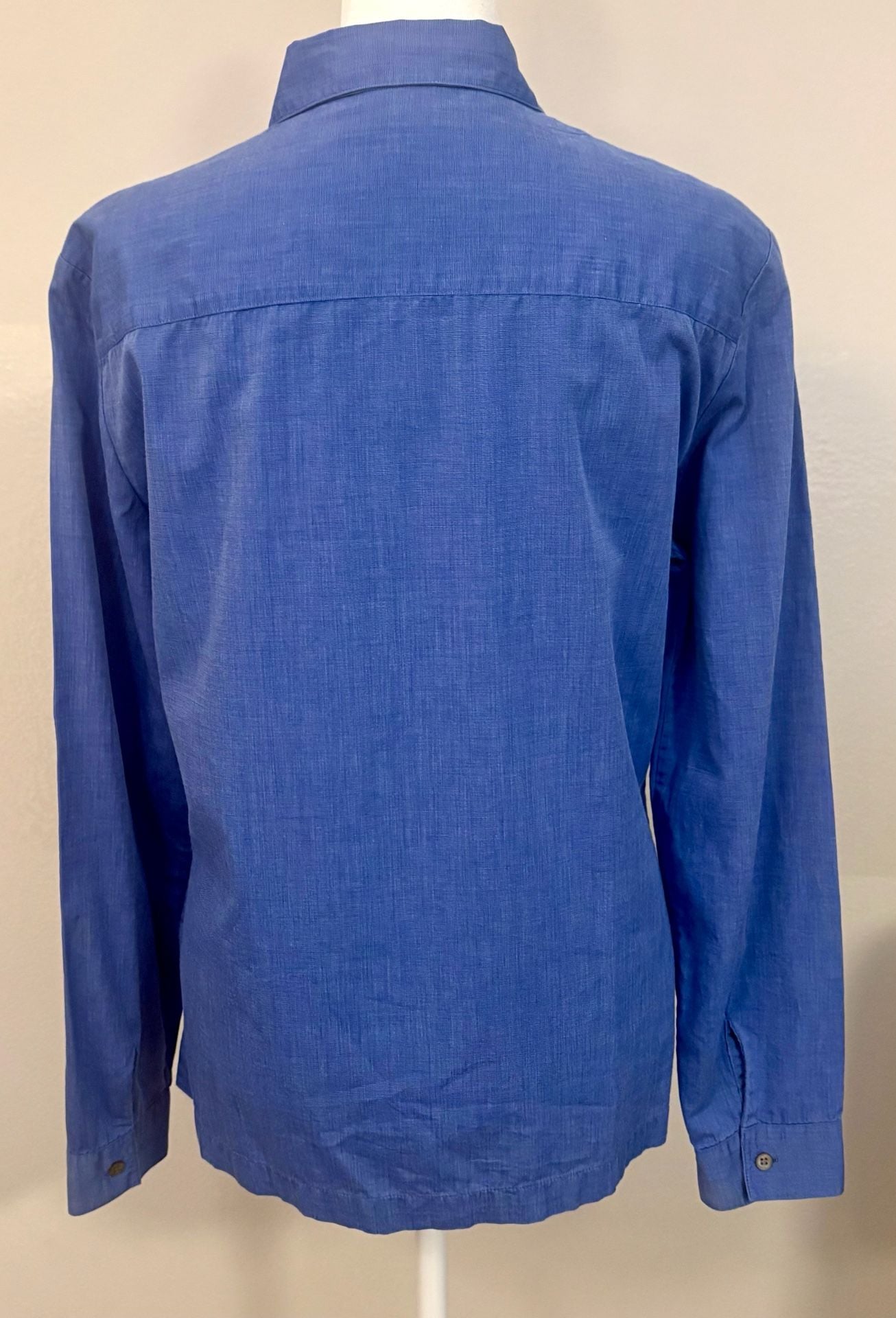 Calvin Klein Women’s Blue Cotton Utility Shirt Long Sleeve Button Front 8/14 M/L 7