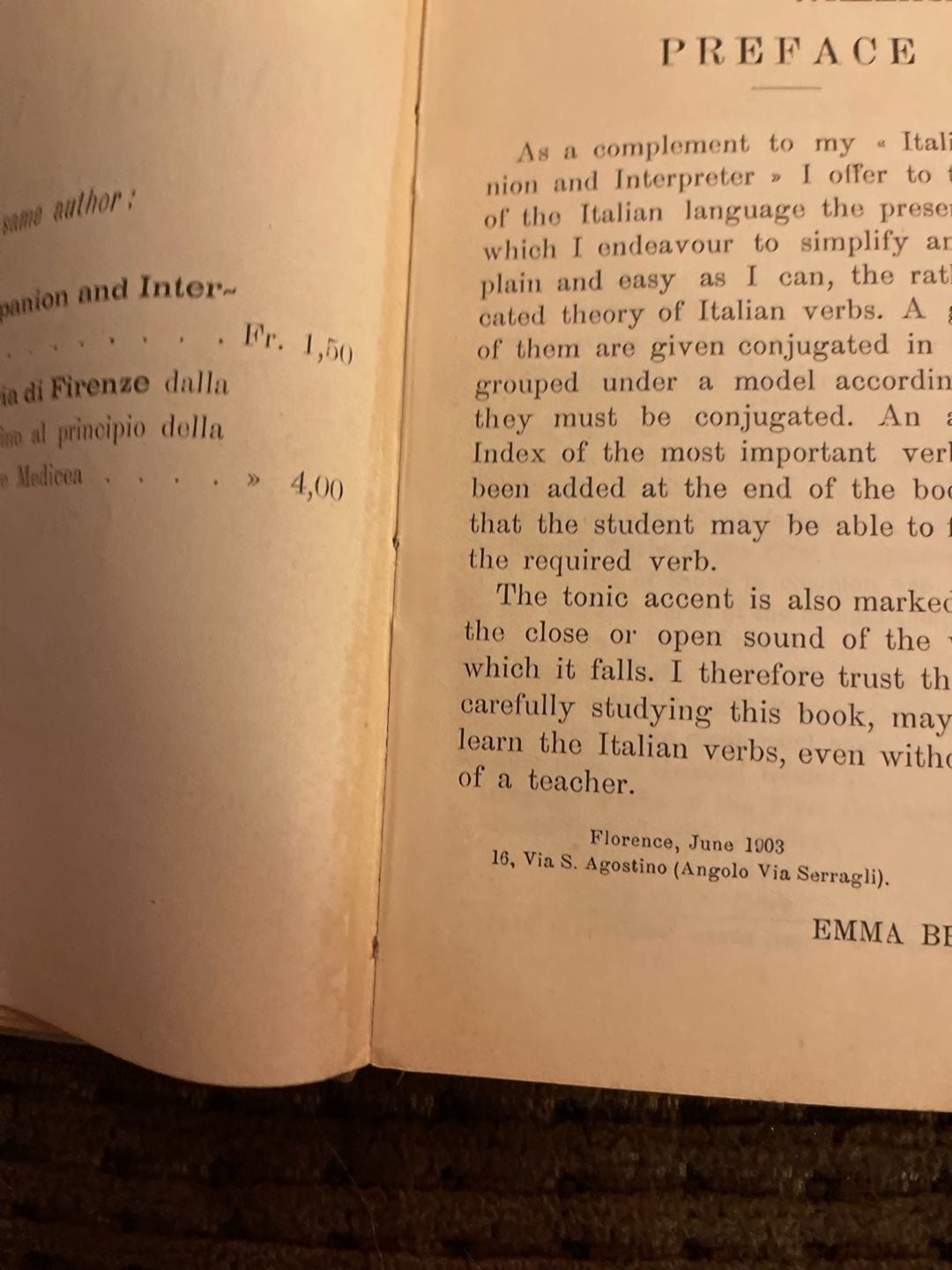 Emma Bertini Italian Verbs Simplified Book 1903 5