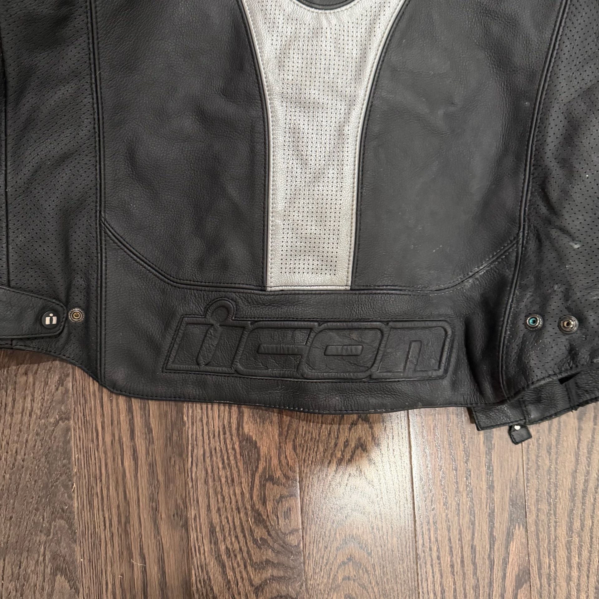 Icon Overlord Motorcycle Jacket Size XL Black Leather 6
