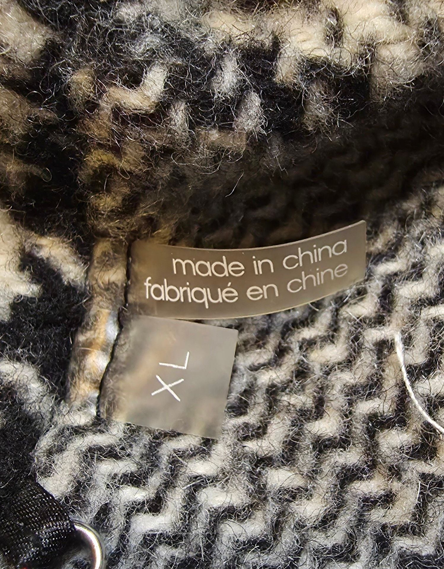 Calvin Klein Plaid Wool Blend Trench Coat Gray Black White XL 8