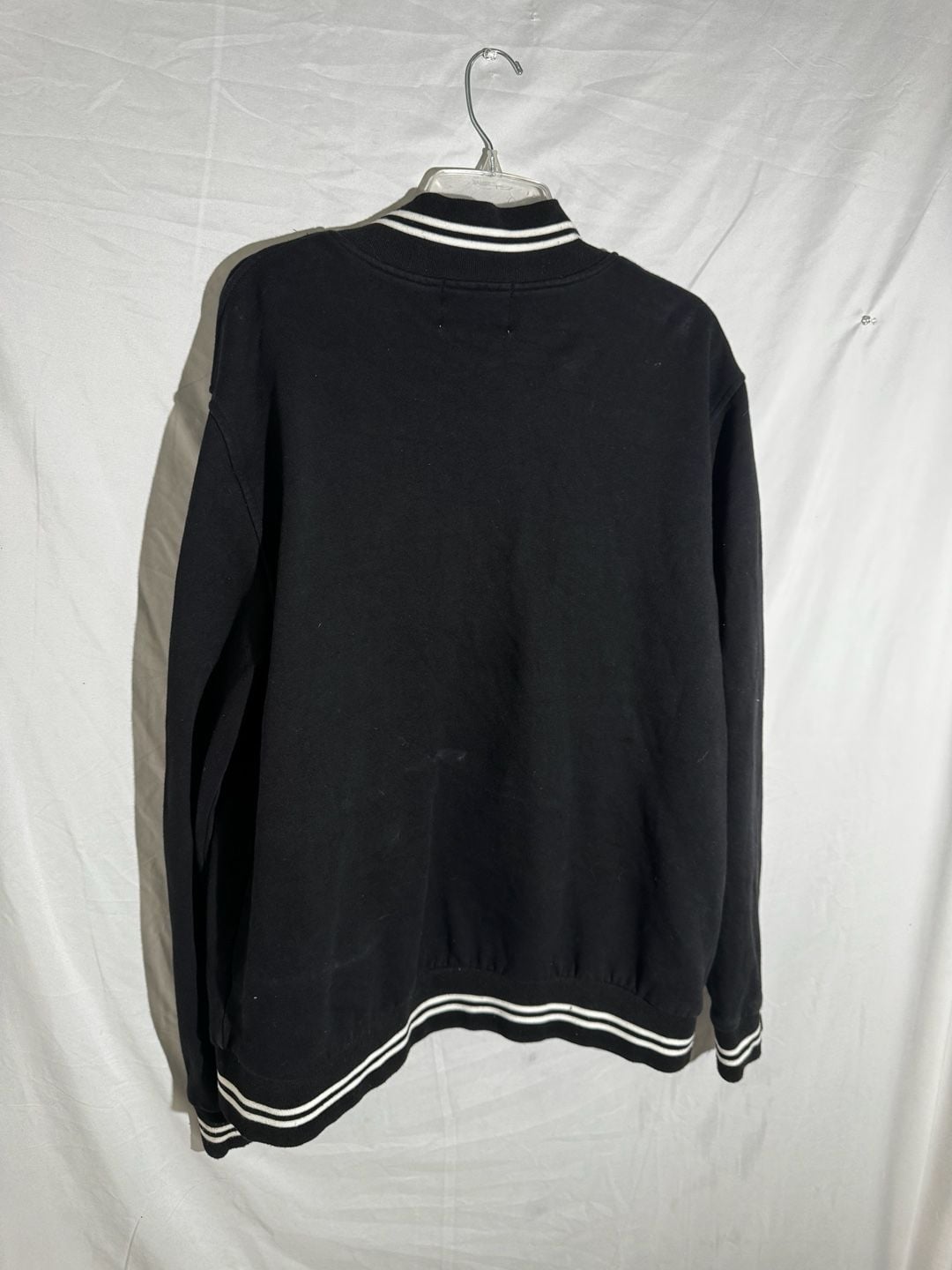 H2H Mens Jacket Snap Varsity Striped Fleece Black 2XL 5