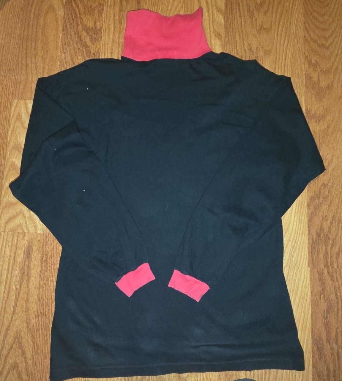 Izod Lacoste Black Long Sleeve Turtleneck Size L Pink Trim Vintage 90s 4