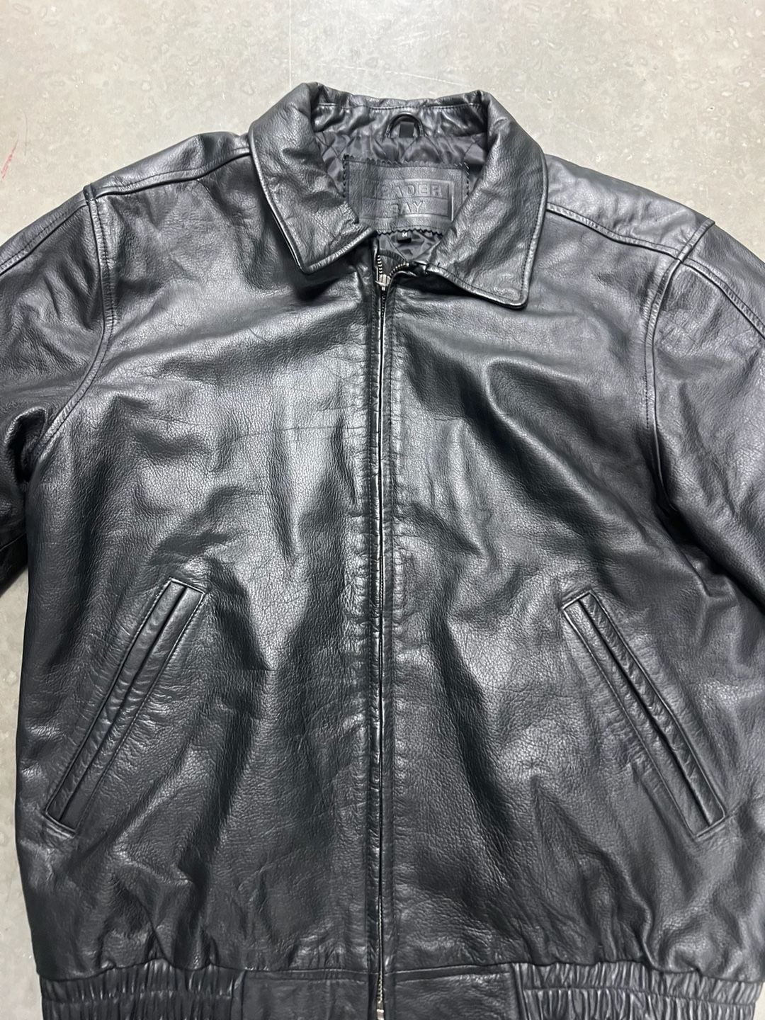 Trader Bay Black Leather Bomber Jacket 3