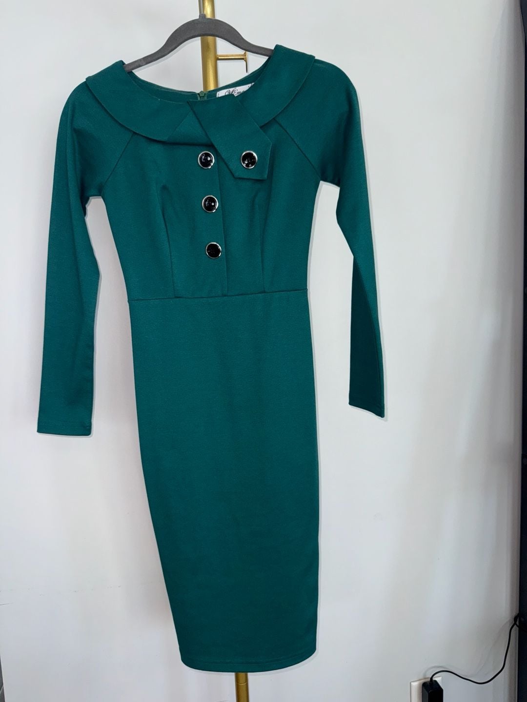 VEmage Vintage Style Green Long Sleeve Sheath Dress Size XS 2
