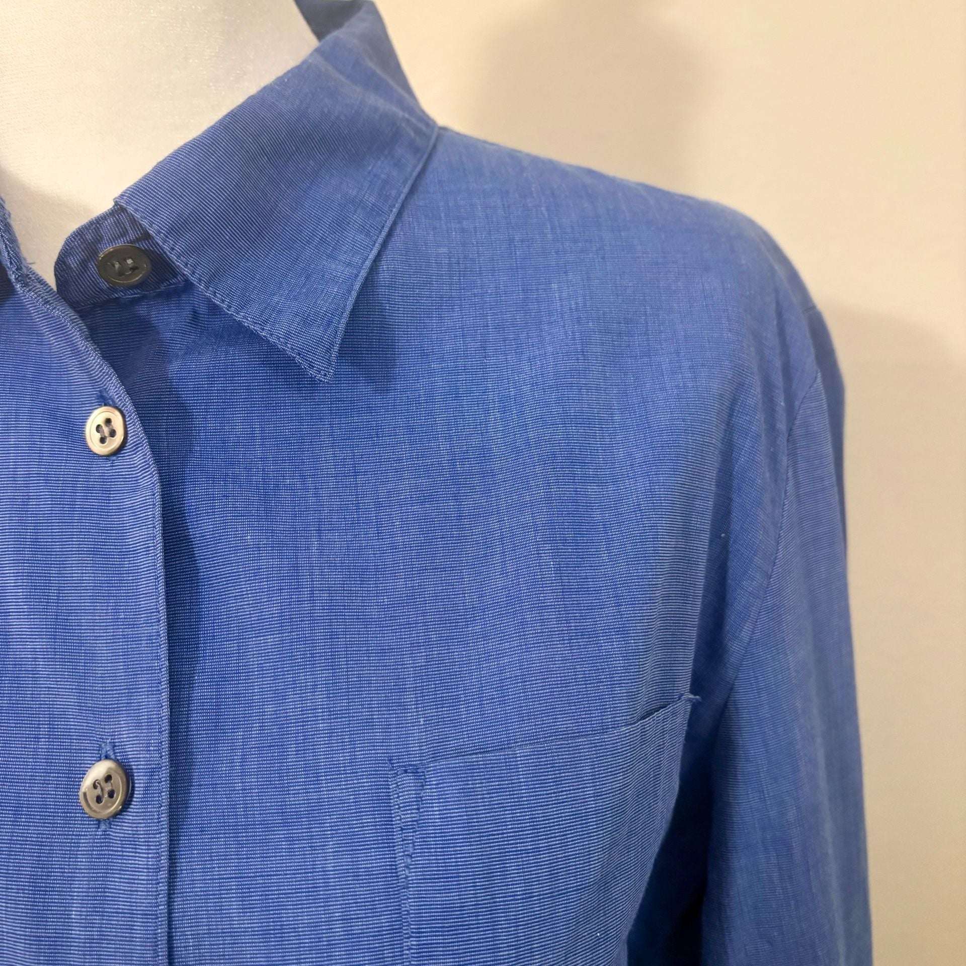 Calvin Klein Women’s Blue Cotton Utility Shirt Long Sleeve Button Front 8/14 M/L 3