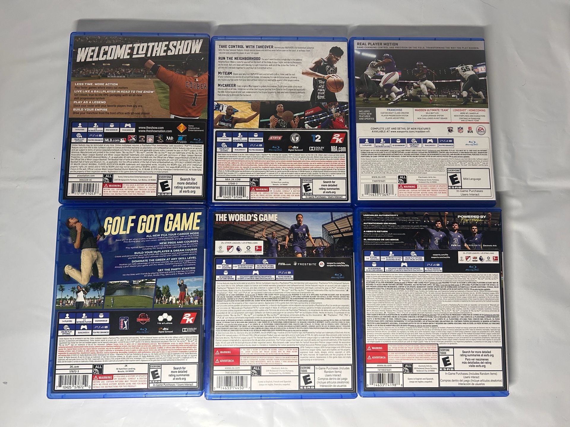 Lot of 6 Sony PS4 Sports Video Games 2