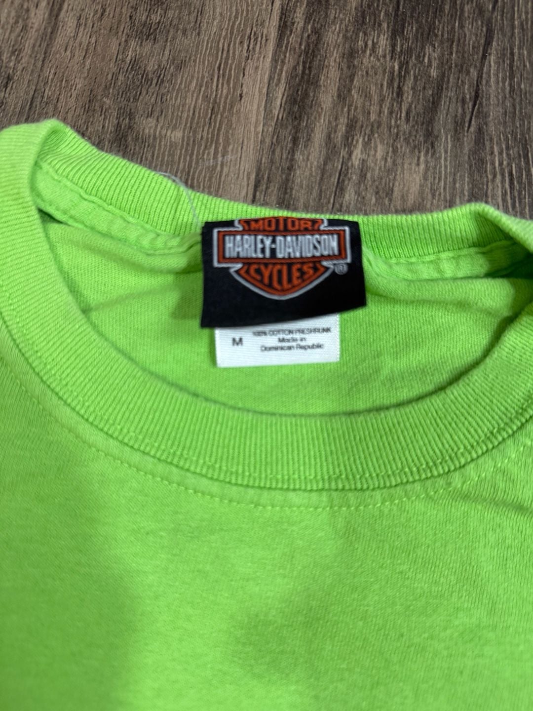 Neon Green Harley Davidson Shawano County T-Shirt 3