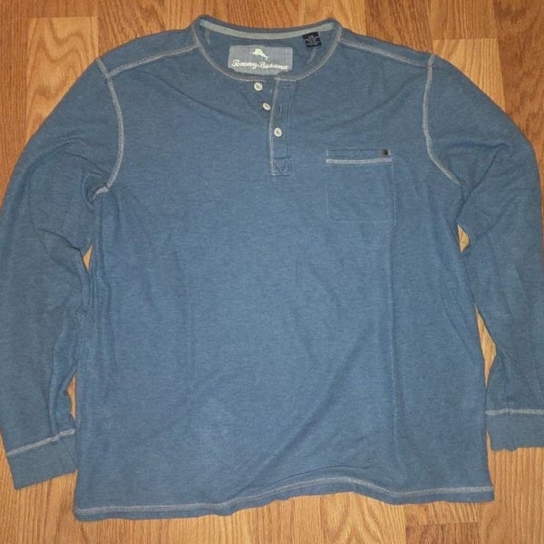 Tommy Bahama Long Sleeve Henley Shirt Blue Size L