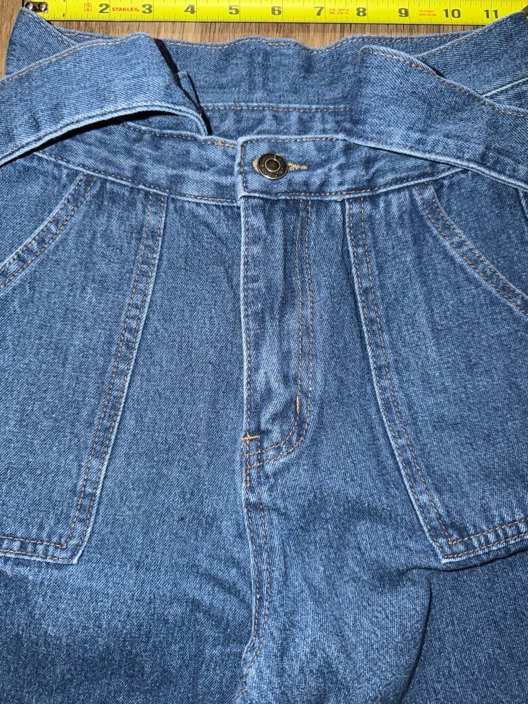 Shein High Waist Belted Jeans Blue Denim 7