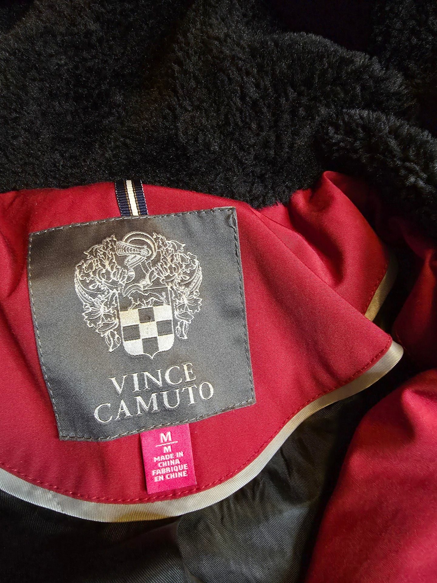 Vince Camuto Red Jacket Size M Faux Fur Hood Down and Feather Fill Blend 3