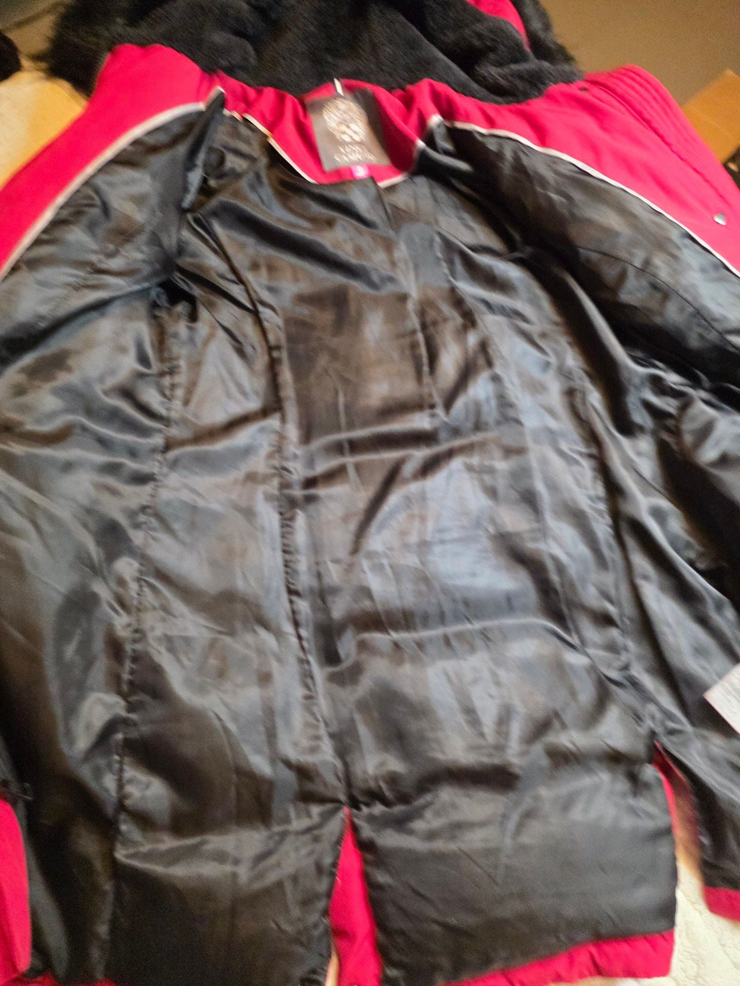 Vince Camuto Red Jacket Size M Faux Fur Hood Down and Feather Fill Blend 6