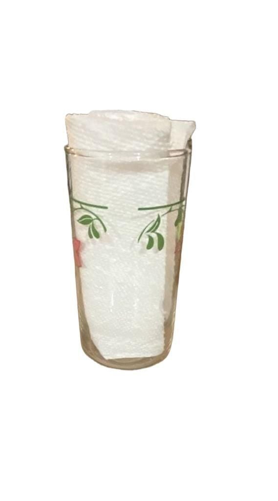 Vintage Crisa Glass Tumblers, Pink Floral Pattern, Set of 2 4