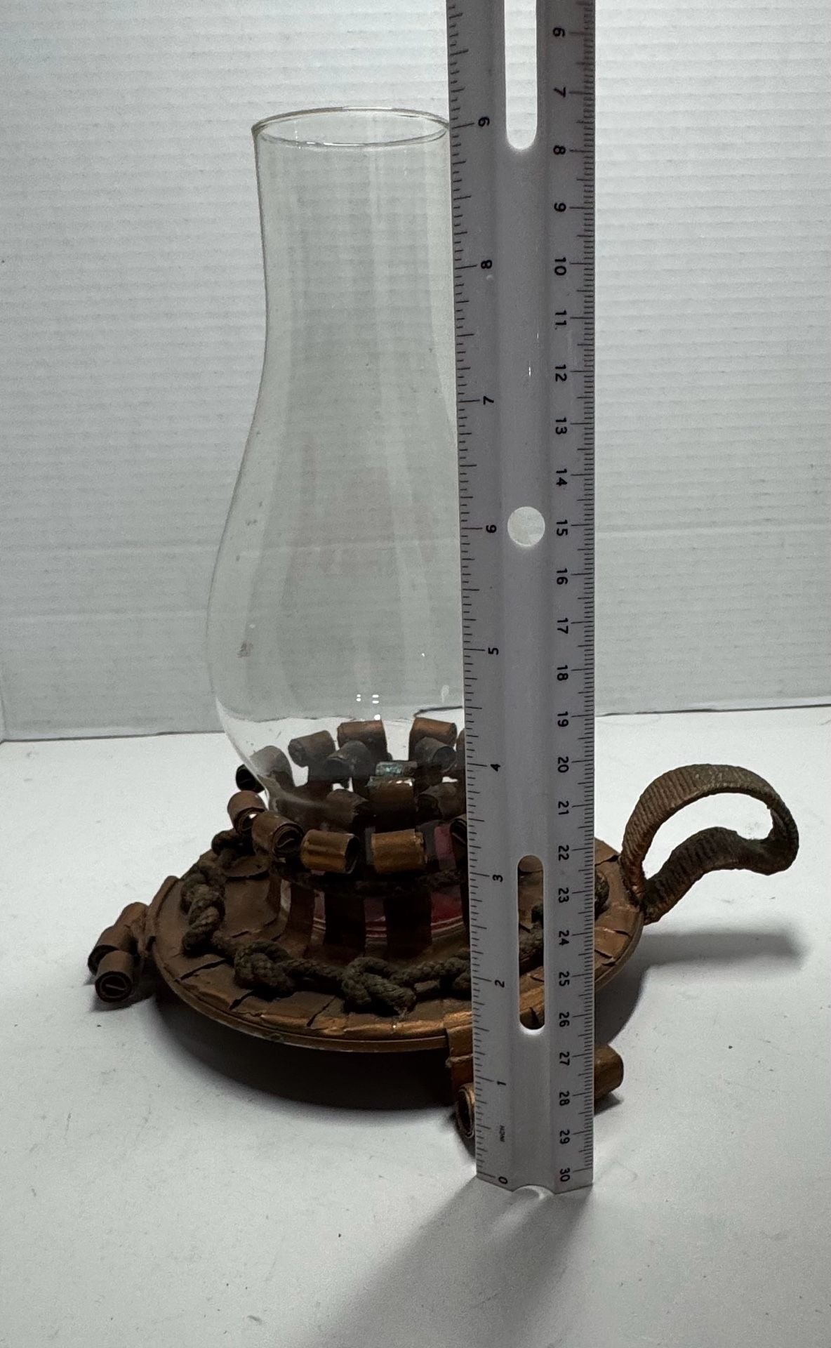 Vintage Handcrafted Metal Glass Hurricane Lamp 7