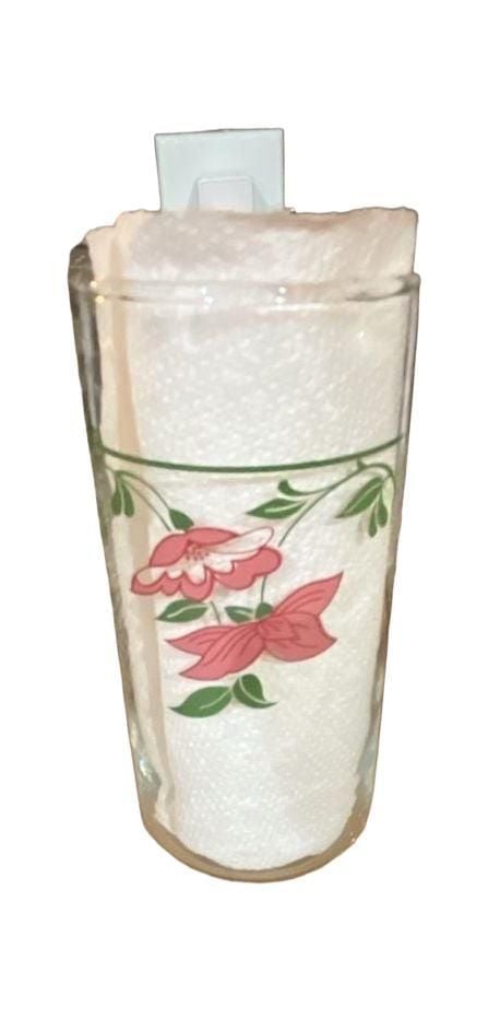 Vintage Crisa Glass Tumblers, Pink Floral Pattern, Set of 2 8