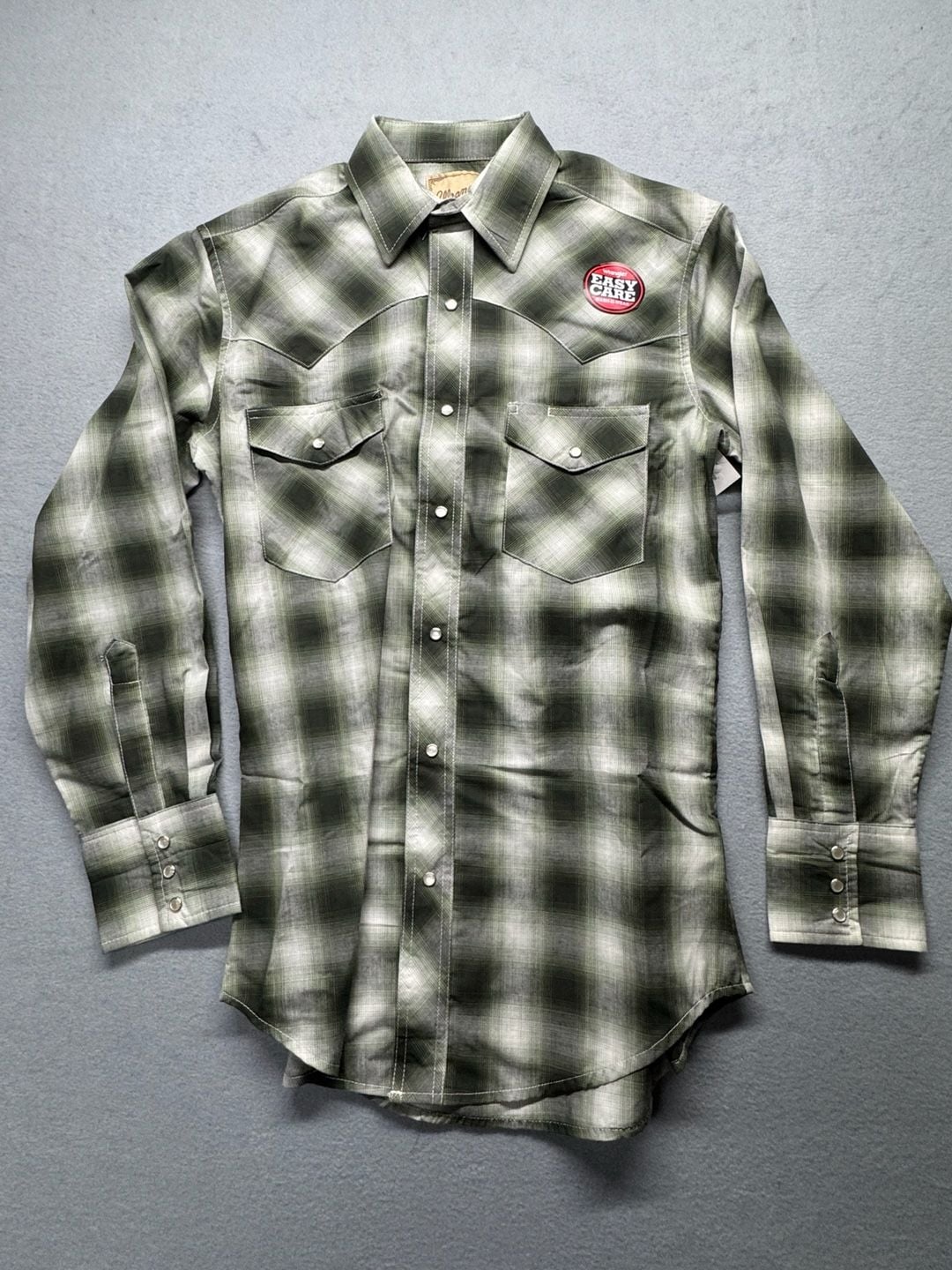Wrangler Western Shirt Size S Green Plaid Pearl Snap Long Sleeve 2