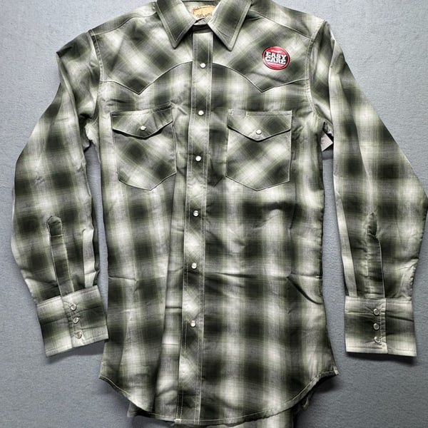 Wrangler Western Shirt Size S Green Plaid Pearl Snap Long Sleeve