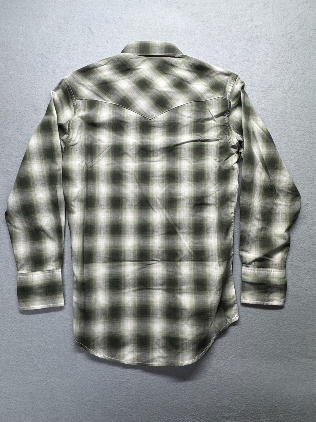 Wrangler Western Shirt Size S Green Plaid Pearl Snap Long Sleeve 4