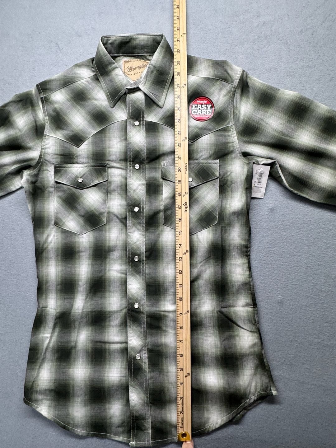 Wrangler Western Shirt Size S Green Plaid Pearl Snap Long Sleeve 5