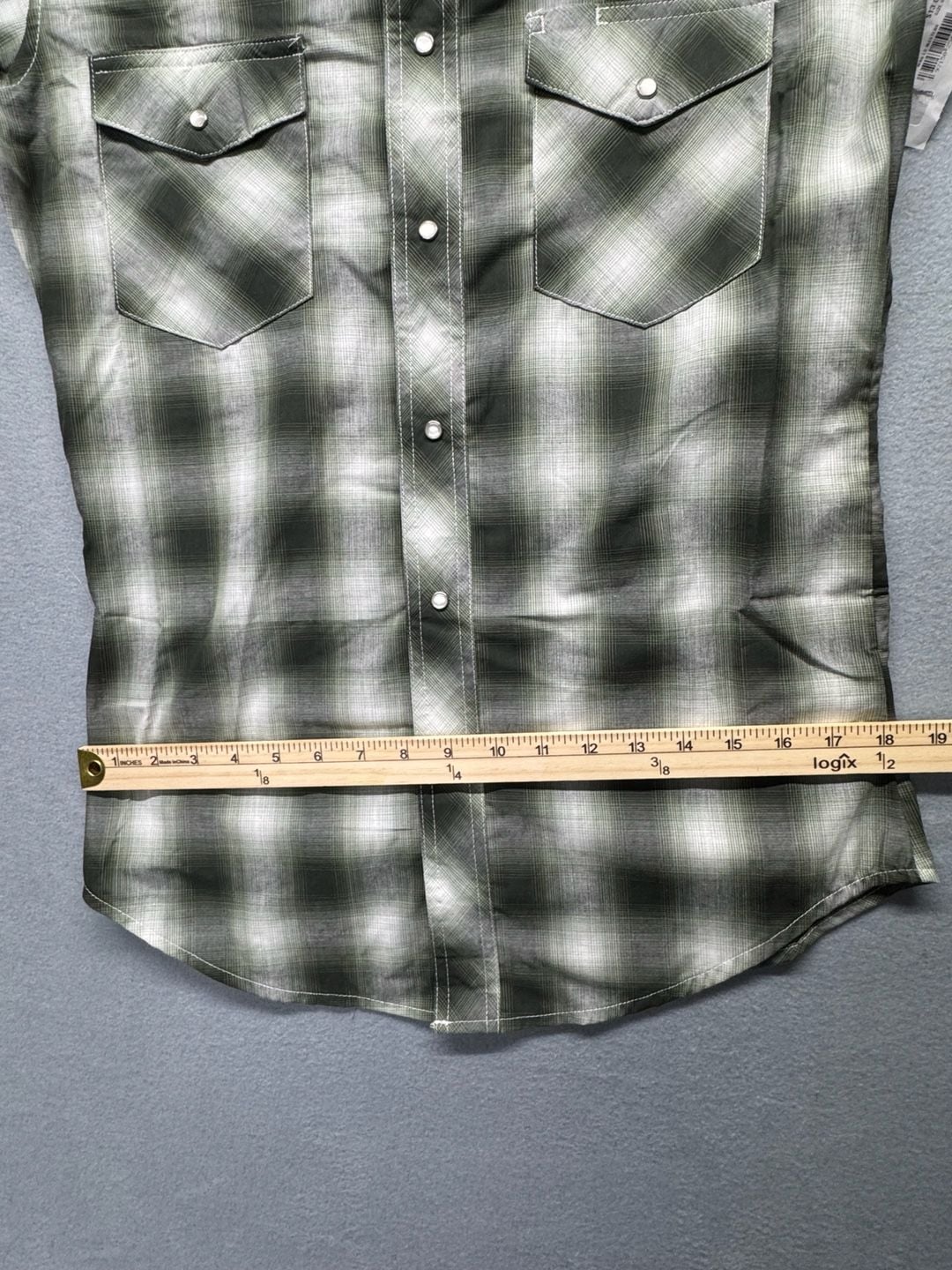 Wrangler Western Shirt Size S Green Plaid Pearl Snap Long Sleeve 8