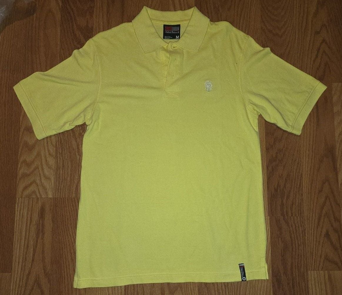 Southpole Y2K Pique Polo Shirt Size M Yellow Embroidered Crest 2