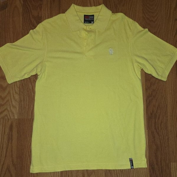 Southpole Y2K Pique Polo Shirt Size M Yellow Embroidered Crest