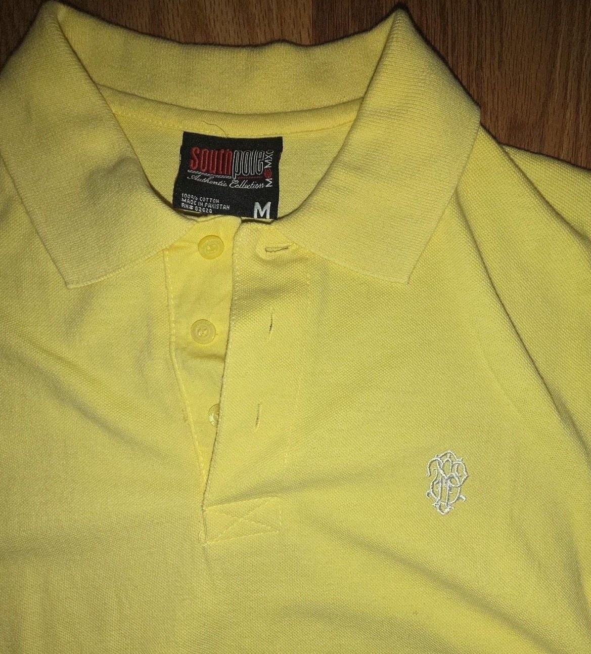 Southpole Y2K Pique Polo Shirt Size M Yellow Embroidered Crest 4