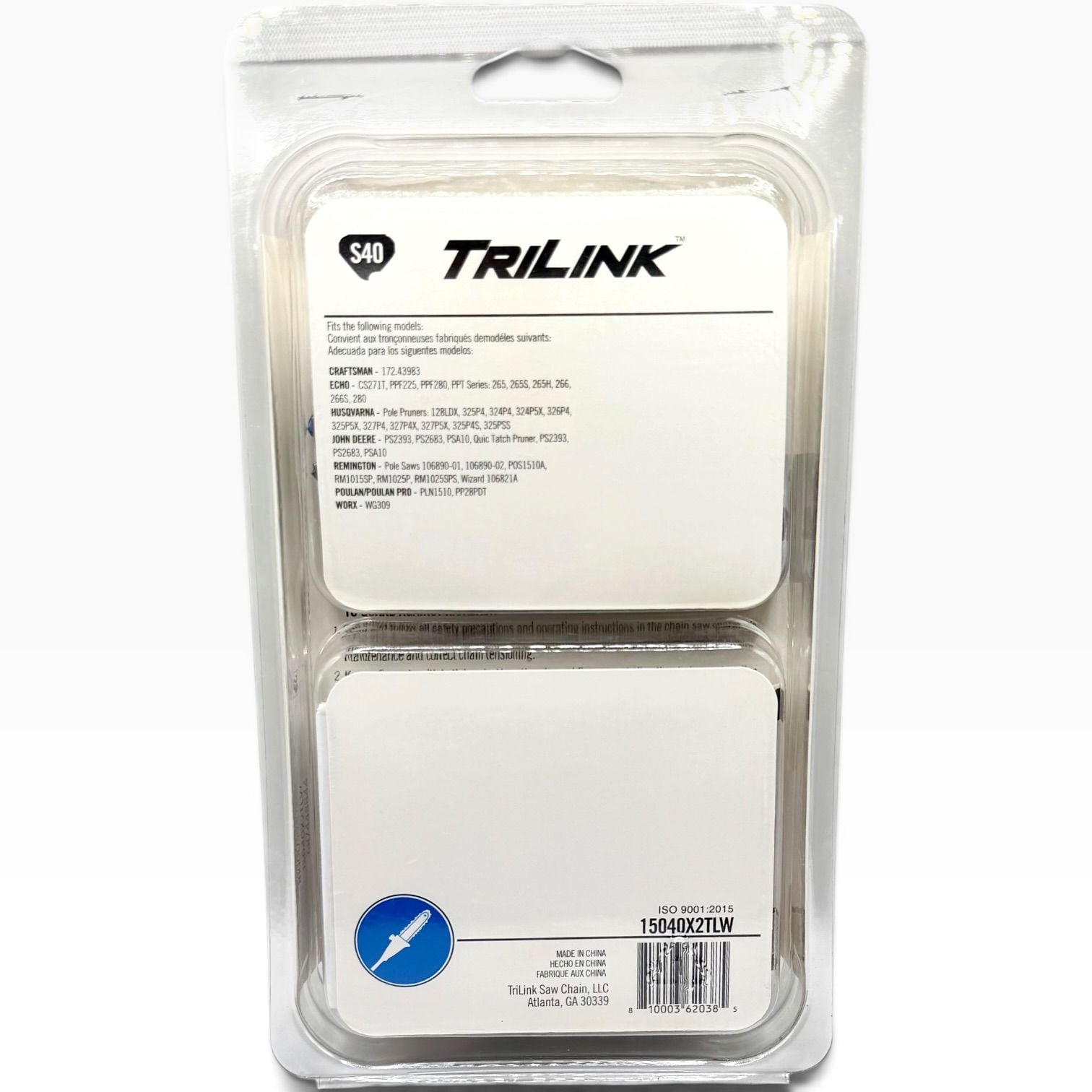 TriLink S40 10” Chainsaw Chain 2 Pack 40DL 3/8 LP .050 15040X2TLW New 2