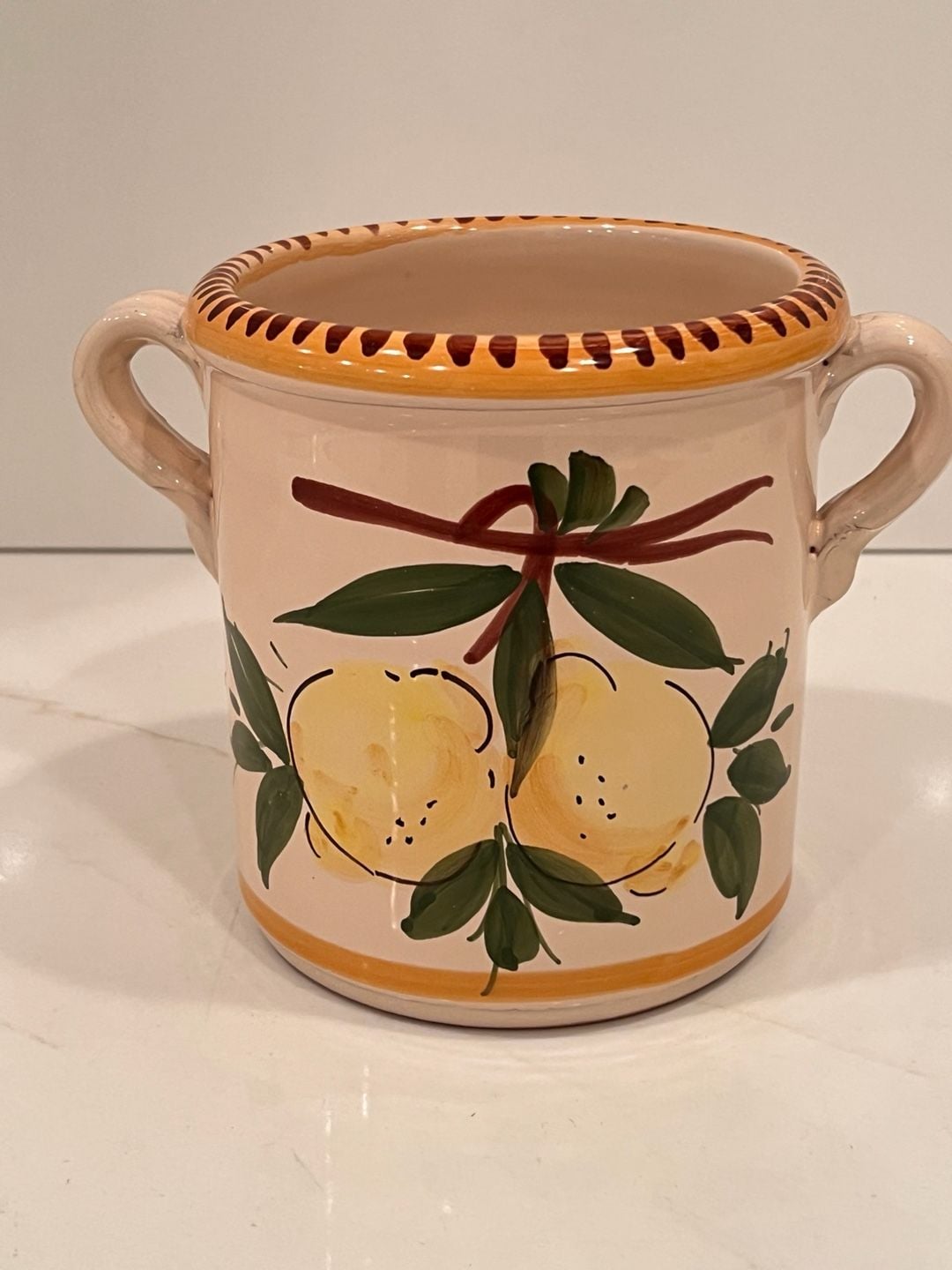 Sur La Table Utensil Crock Italian Hand Painted Lemon 1