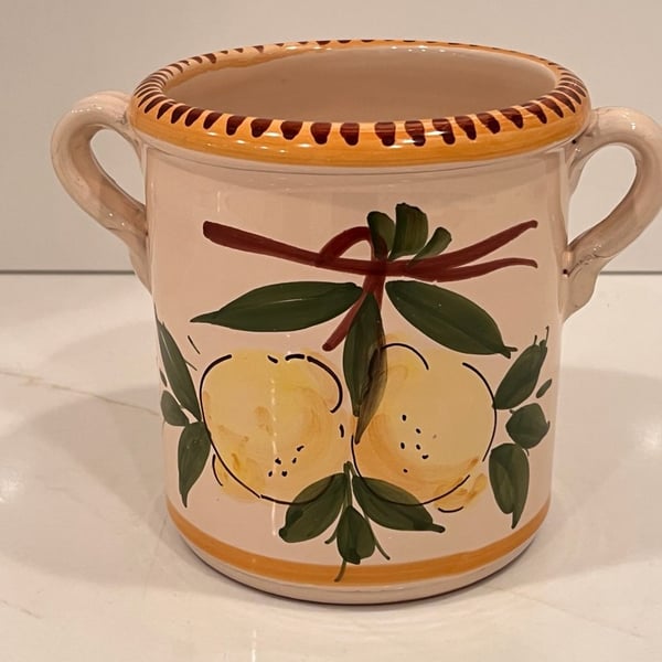 Sur La Table Utensil Crock Italian Hand Painted Lemon