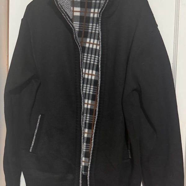 Men’s XL 38% Cashmere Wool Blend Black Full Zip Sweater Jacket