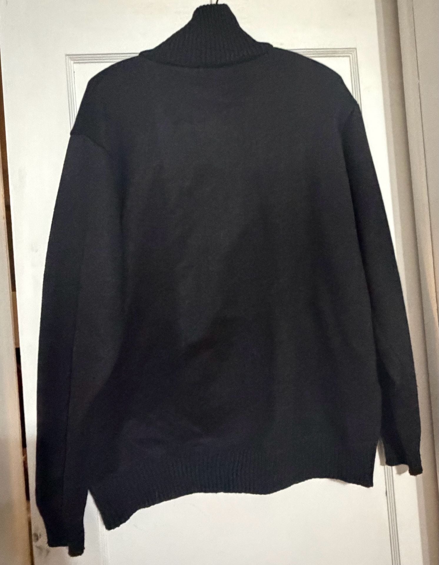 Men’s XL 38% Cashmere Wool Blend Black Full Zip Sweater Jacket 4